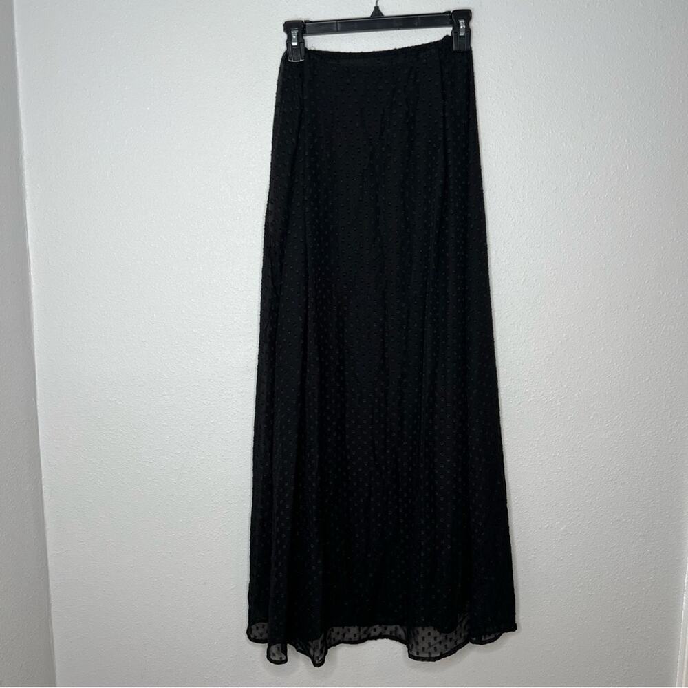 New Daniel Rainn Black Swiss Dot Maxi Skirt Women's size S